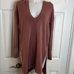 FREE PEOPLE SUPER SONIC LONG THERMAL OVERSIZED HOODIE HI-LOW TOP DRESS SZ XS